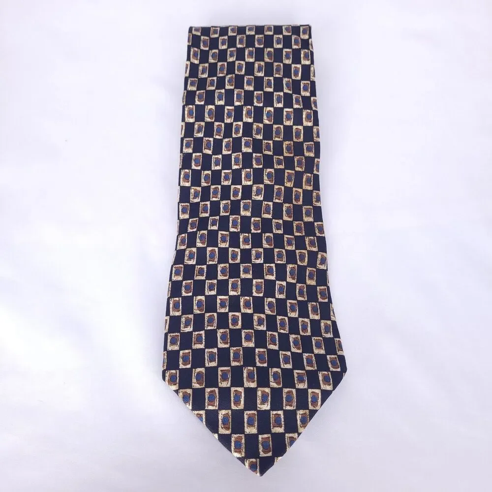 Hugo Boss Silk Tie Black Geometric Made In Italy
